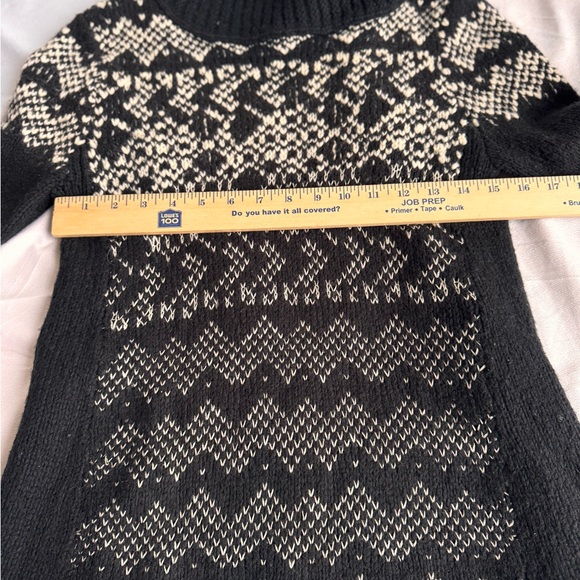 Free People Fair Isle Cowl Neck‎ Pullover Sweater Women XS black white wool knit - Picture 8 of 8